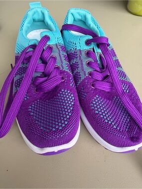 Women’s Knit skateboard Sneakers - Purple and Teal
